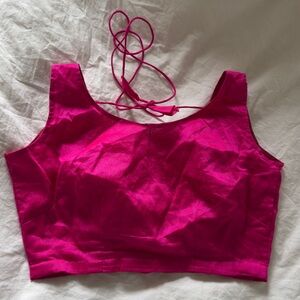 Brand new silk Indian Pakistani Vibrant Pink Saree/lehenga sleeveless blouse